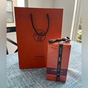 Hermes Orange Gift Bag with Eau de Rhubarbe Écarlate